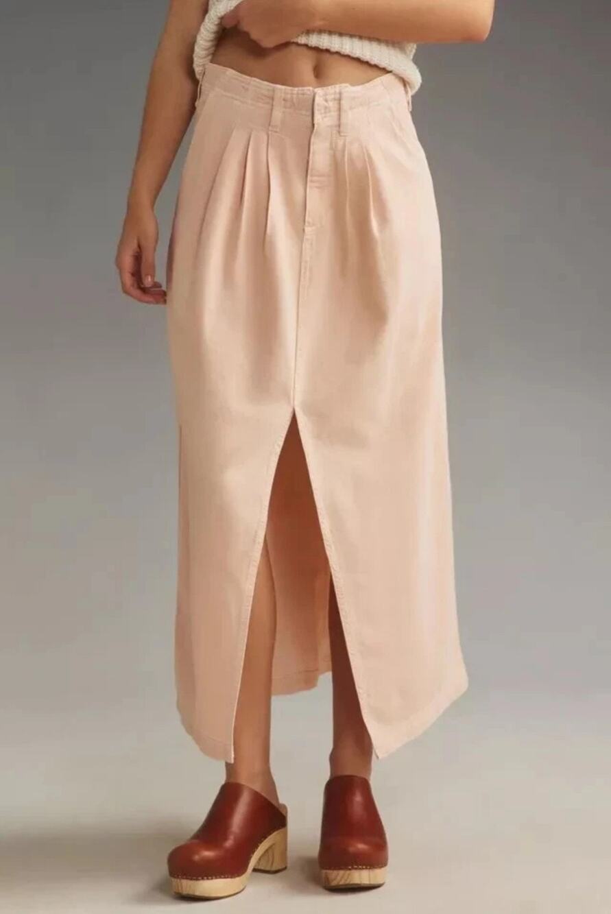 Anthropologie Pilcro Womens Pink Slouchy Trouser Maxi Skirt US 8